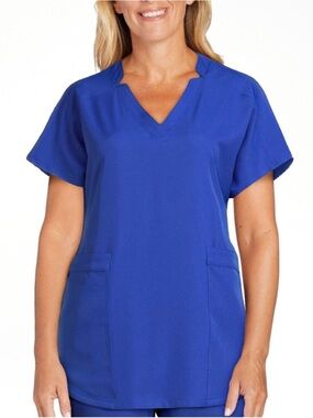 ClimateRight Cuddl Duds 3X Metro Blue Scrub Top NWT 6 Pocket 4-Way Stretch
